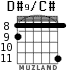 D#9/C# para guitarra - versión 4