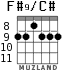 F#9/C# para guitarra - versión 2